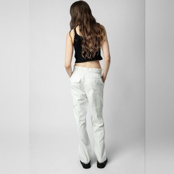 Zadig & Voltaire Plumy Pants Women's white cotton pants with drawstring Size 34 - Picture 3 of 8